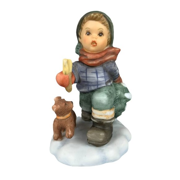 Vtg O Tannenbaum Goebel Hummel Figurine BH 47/O 2001 Boy Dog Christmas Tree 3"